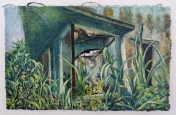 Everglades Gatorland detail, oil on canvas